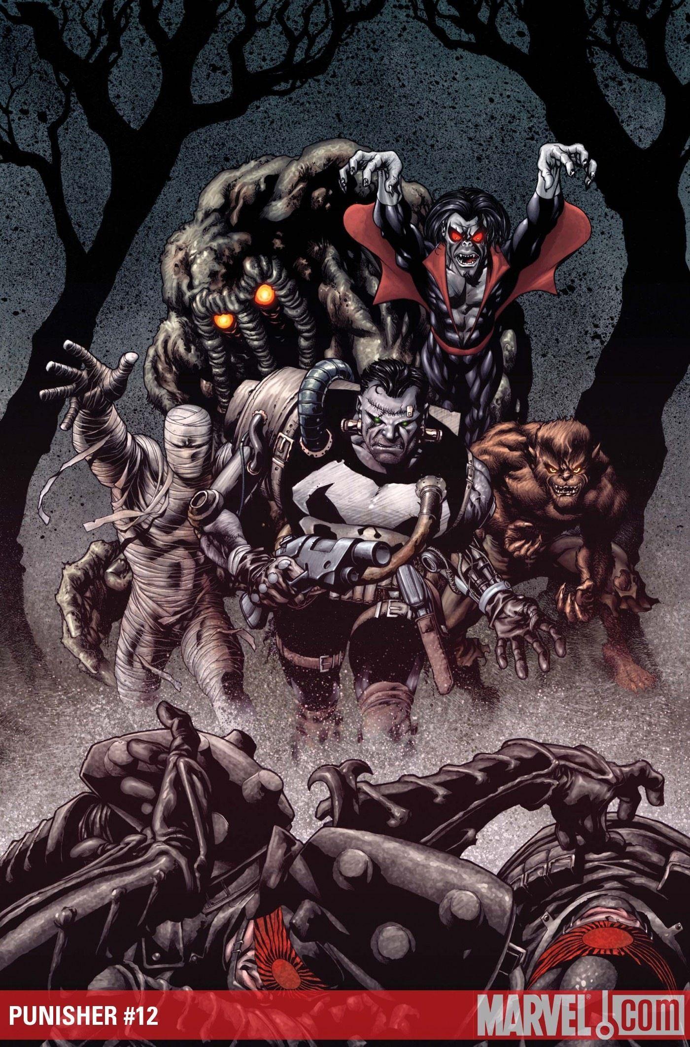 1400x2124 Punisher With Living Mummy, Man Thing, Morbius & Werewolf By Night