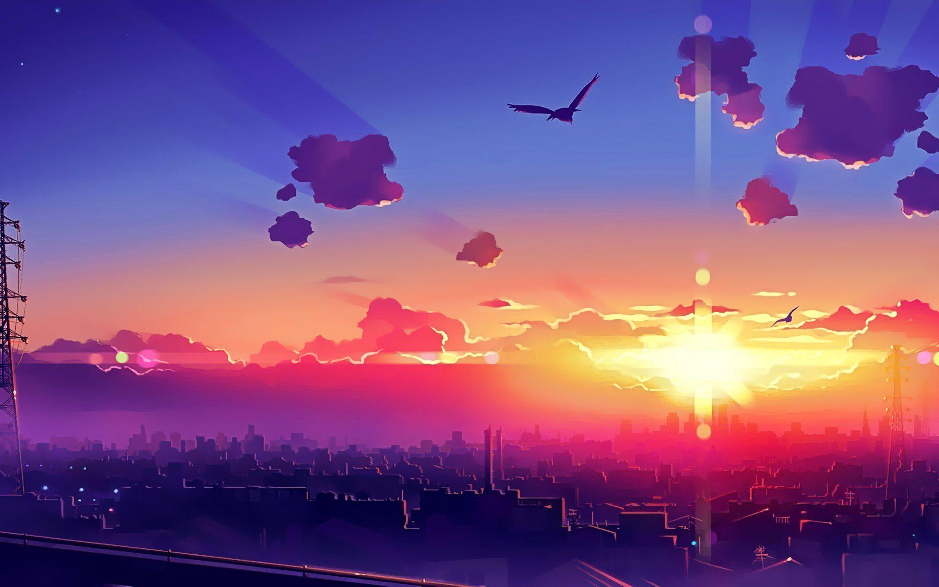 1920x1200 Wonderful HD Anime City Wallpaper