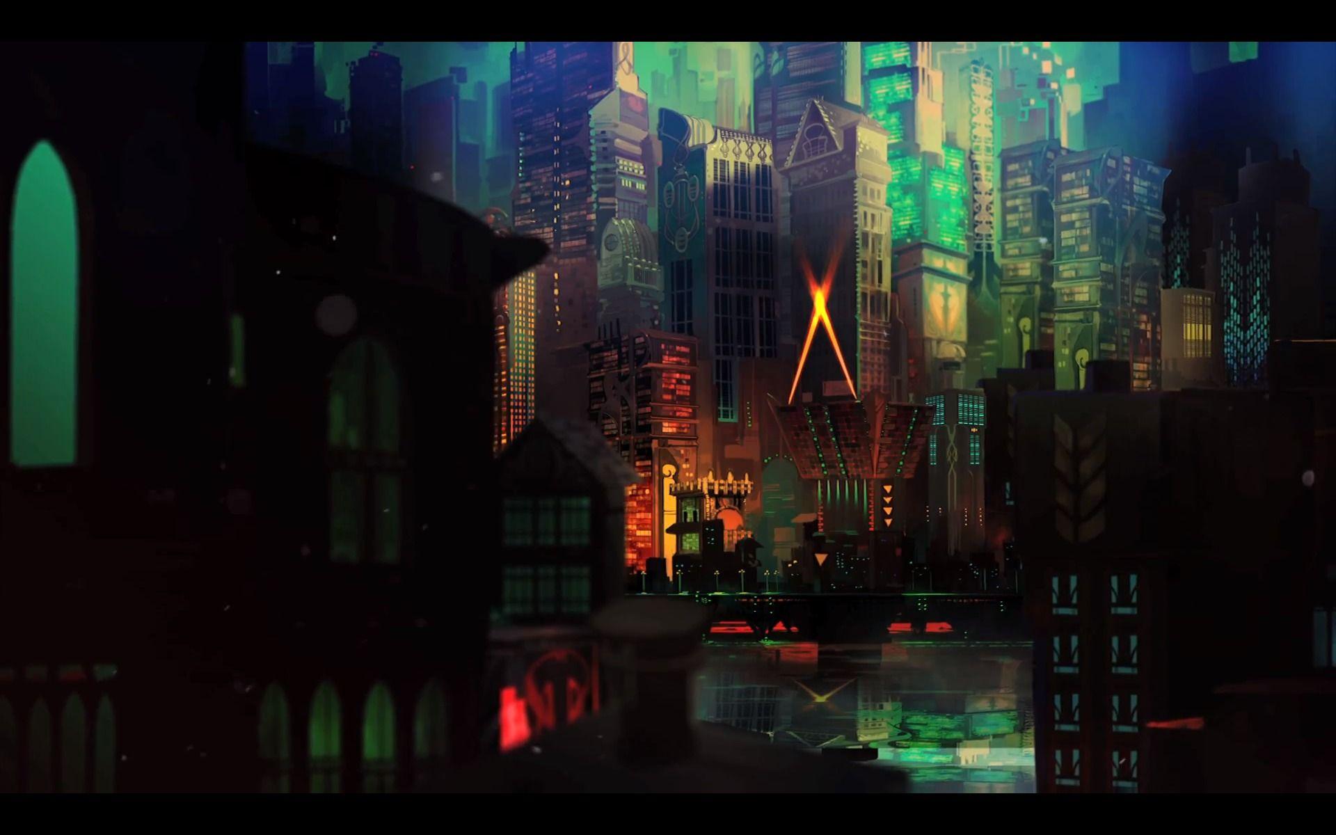 1920x1200 Free download TRANSISTOR game anime city d wallpaper background