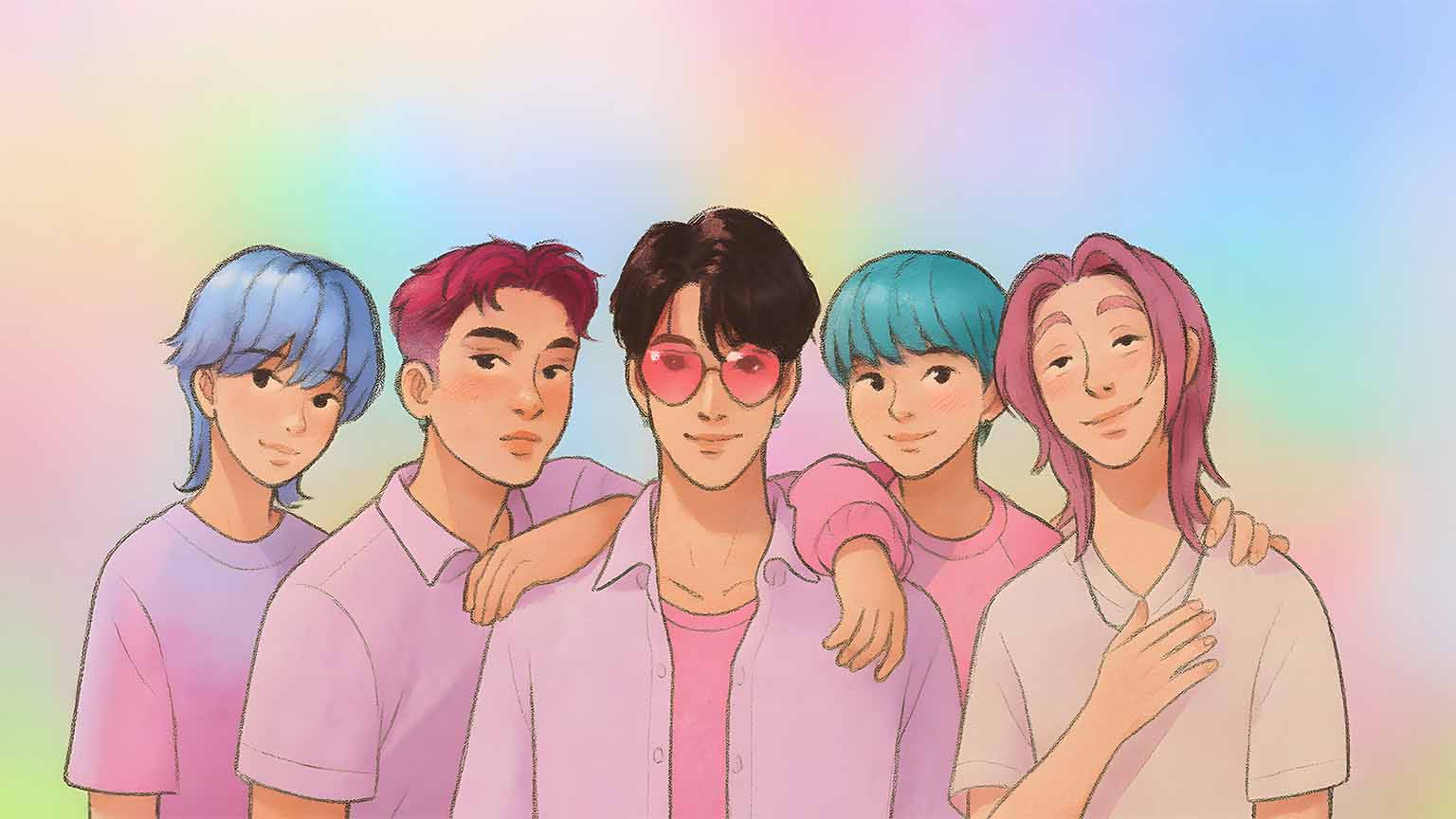 1536x864 Saja Boys Kpop Demon Hunters Group Art Wallpaper & 4K