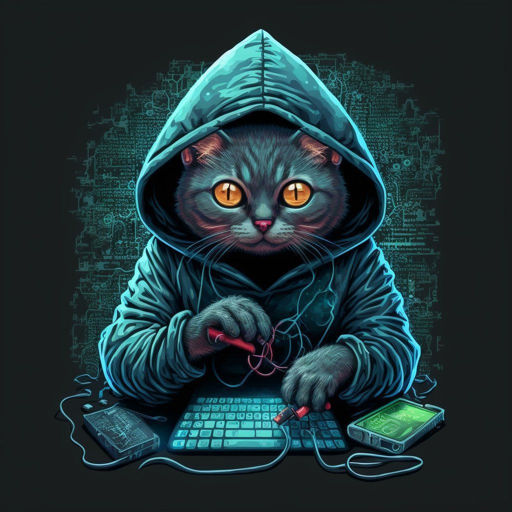 1024x1024 Hacker Cat Wallpaper