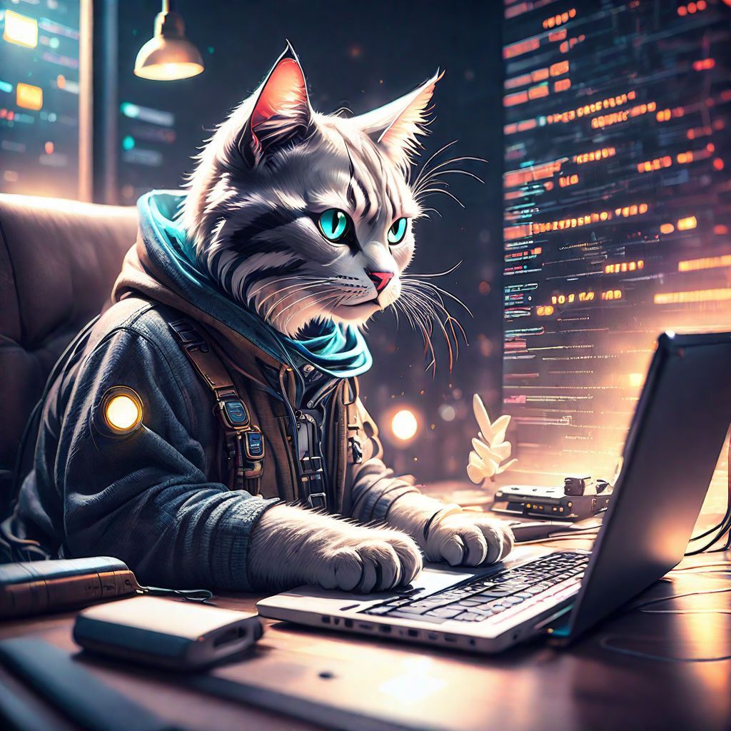 1024x1024 Hacker Cat Wallpaper