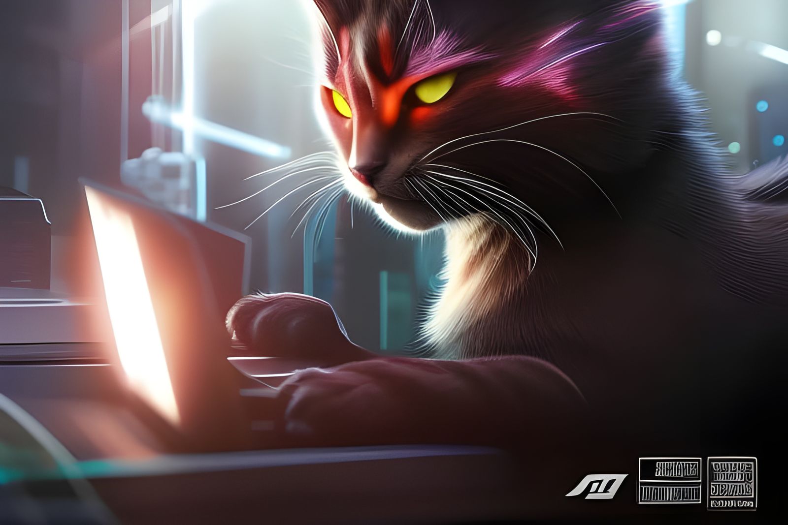 1600x1067 Hacker Cat Wallpaper
