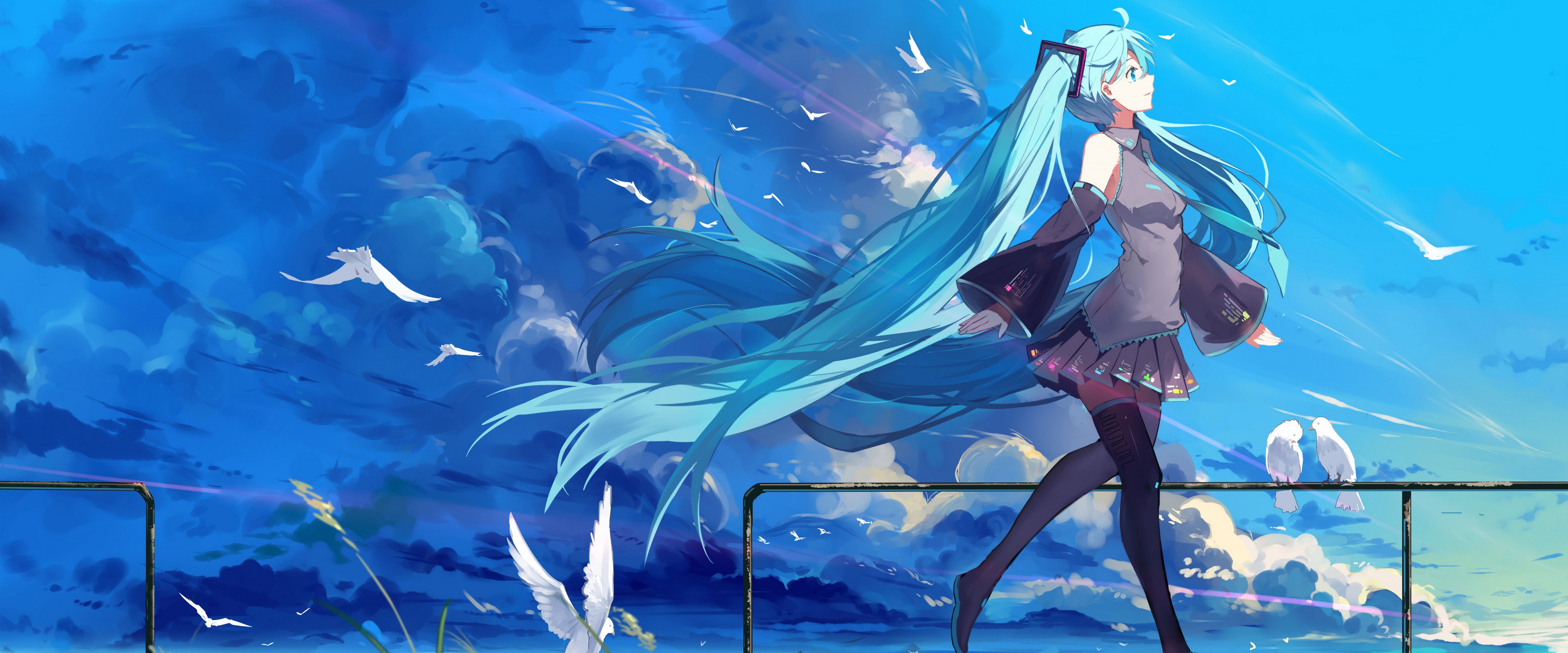 7680x3200 Hatsune Miku Anime Girl 4K Wallpaper