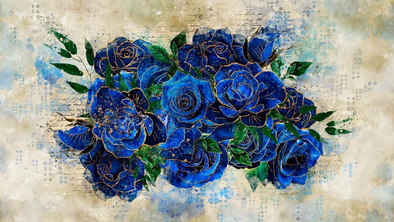 1280x720 Roses Blue Flowers