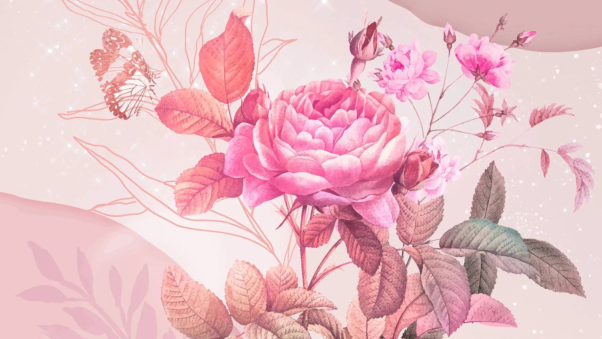 1920x1080 Aesthetic Desktop Rose Painting Wallpaper