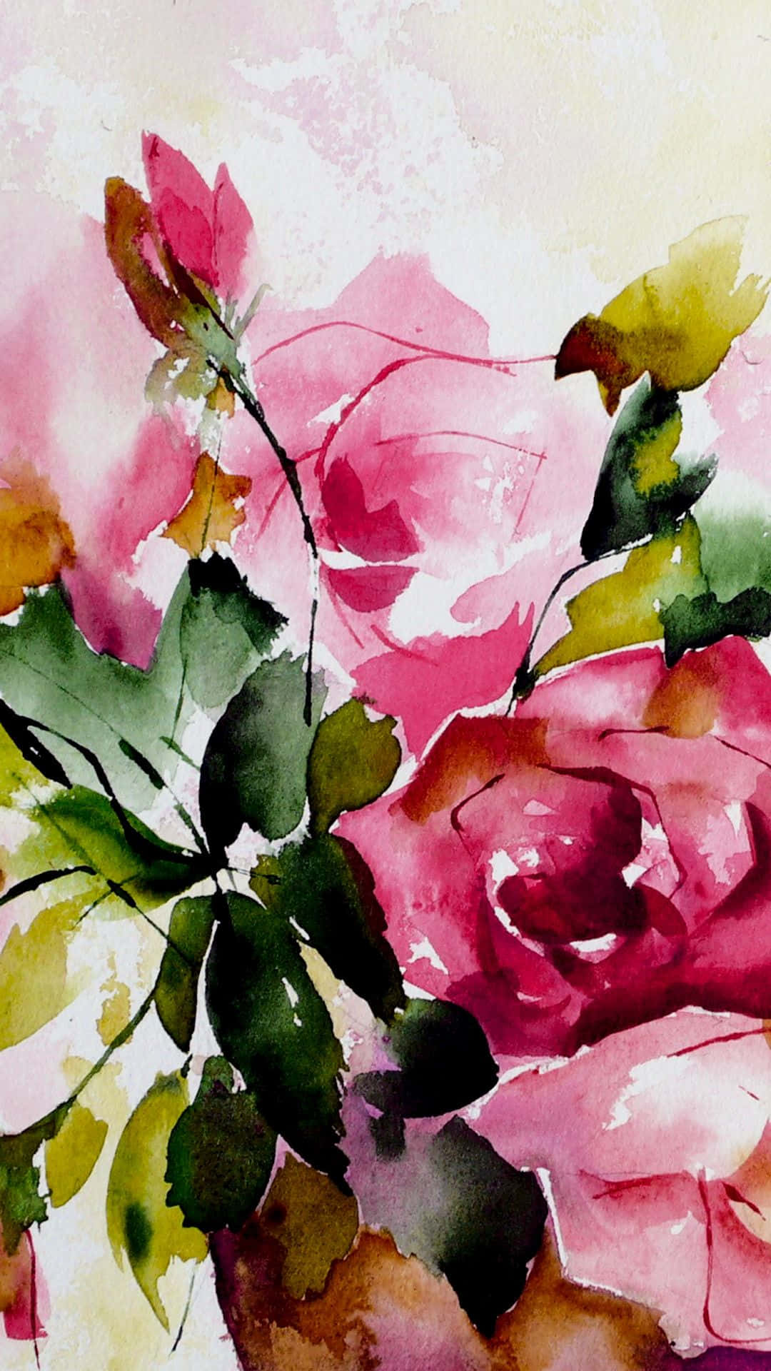 1080x1920 Download Rose Flower Watercolor Painting Picture