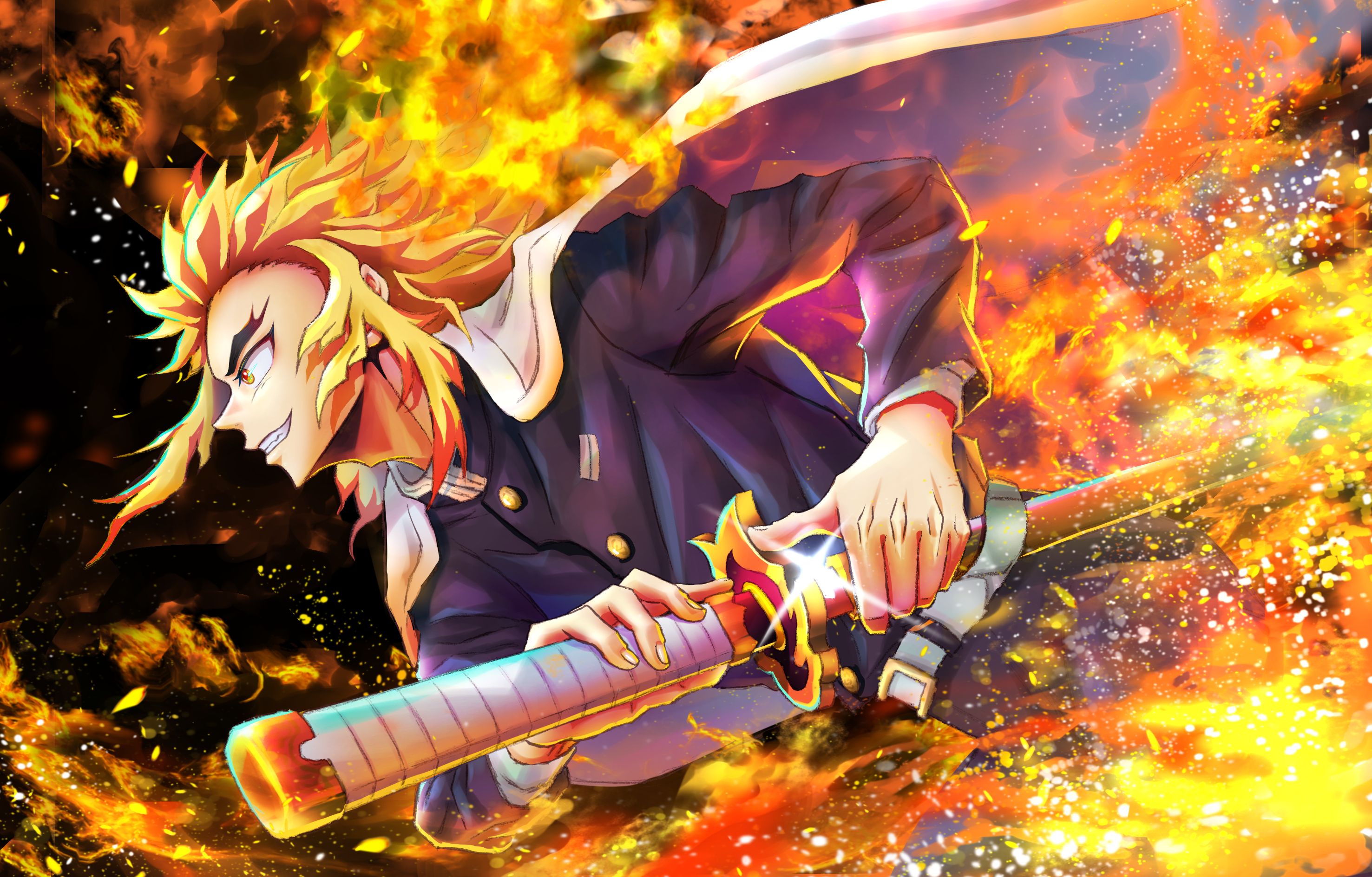 2953x1889 Download Kyojuro Rengoku Anime Demon Slayer: Kimetsu No Yaiba HD Wallpaper