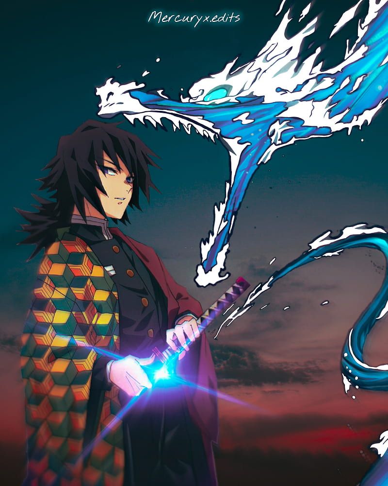 800x1000 Giyu The Hashira, electric blue, Demon slayer, art, edit, Cool, anime, HD phone wallpaper