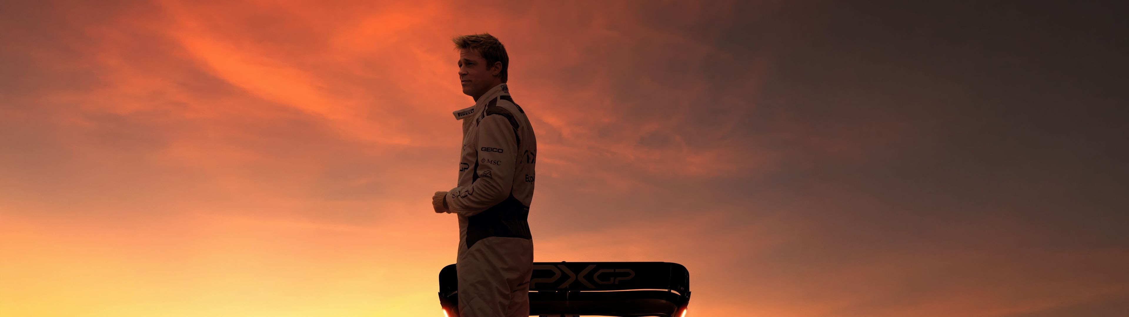 3840x1080 F1: The Movie Wallpaper 4K, 8K, Sunset, Brad Pitt