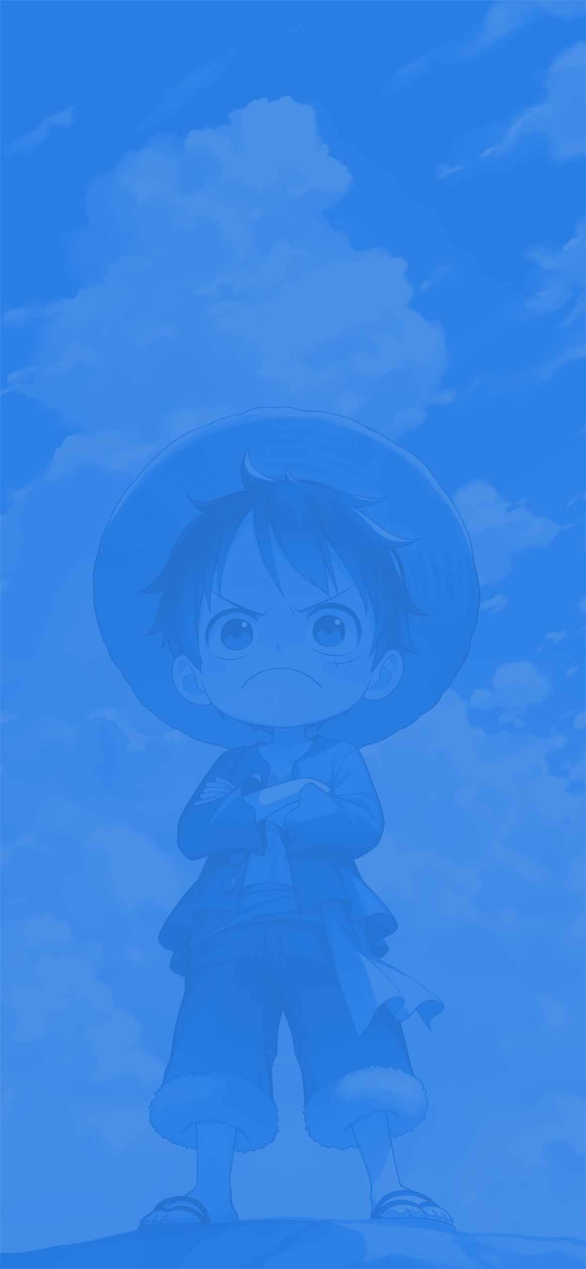 1180x2553 Luffy Chibi One Piece Anime Clouds Wallpaper