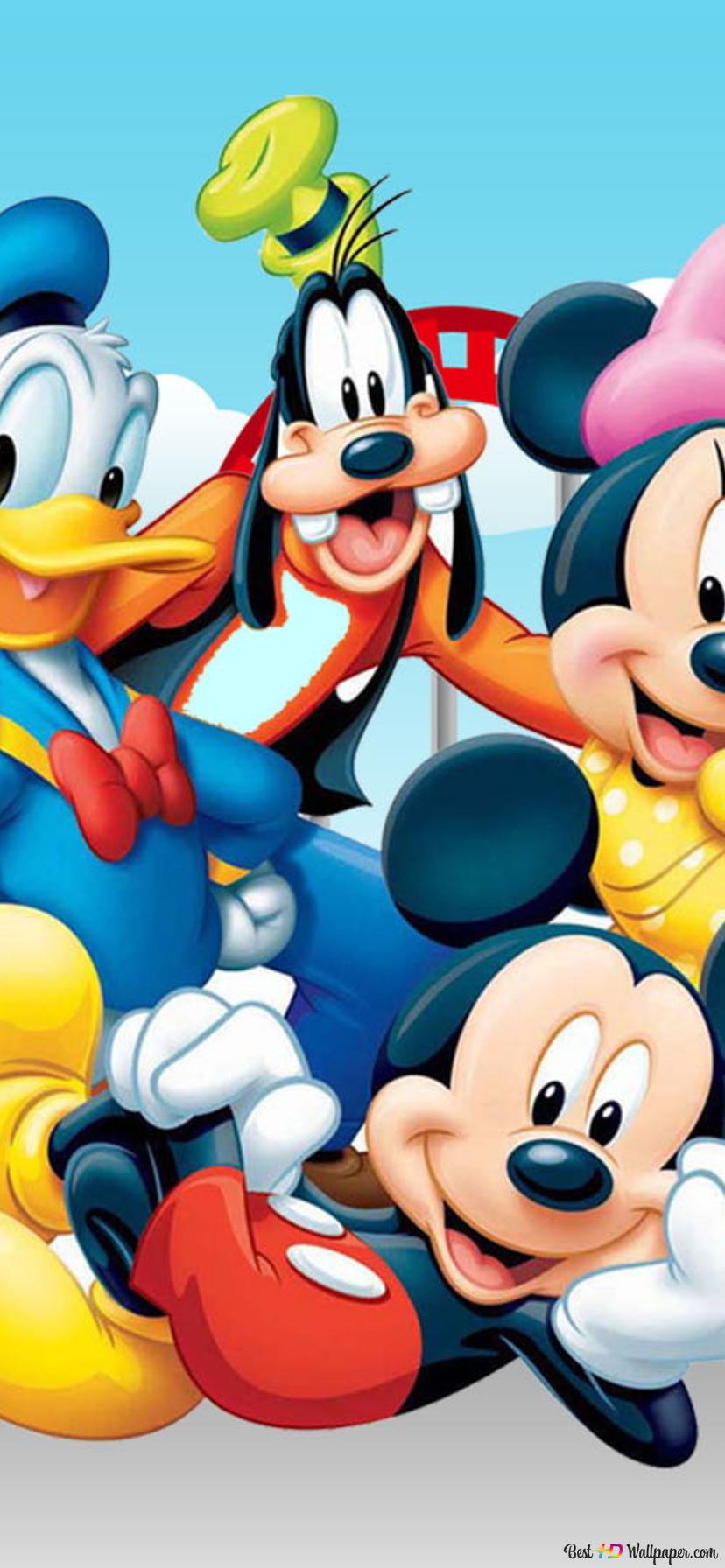 828x1792 Daisy duck goofy mickey and minnie mouse in luna park 2K wallpaper download