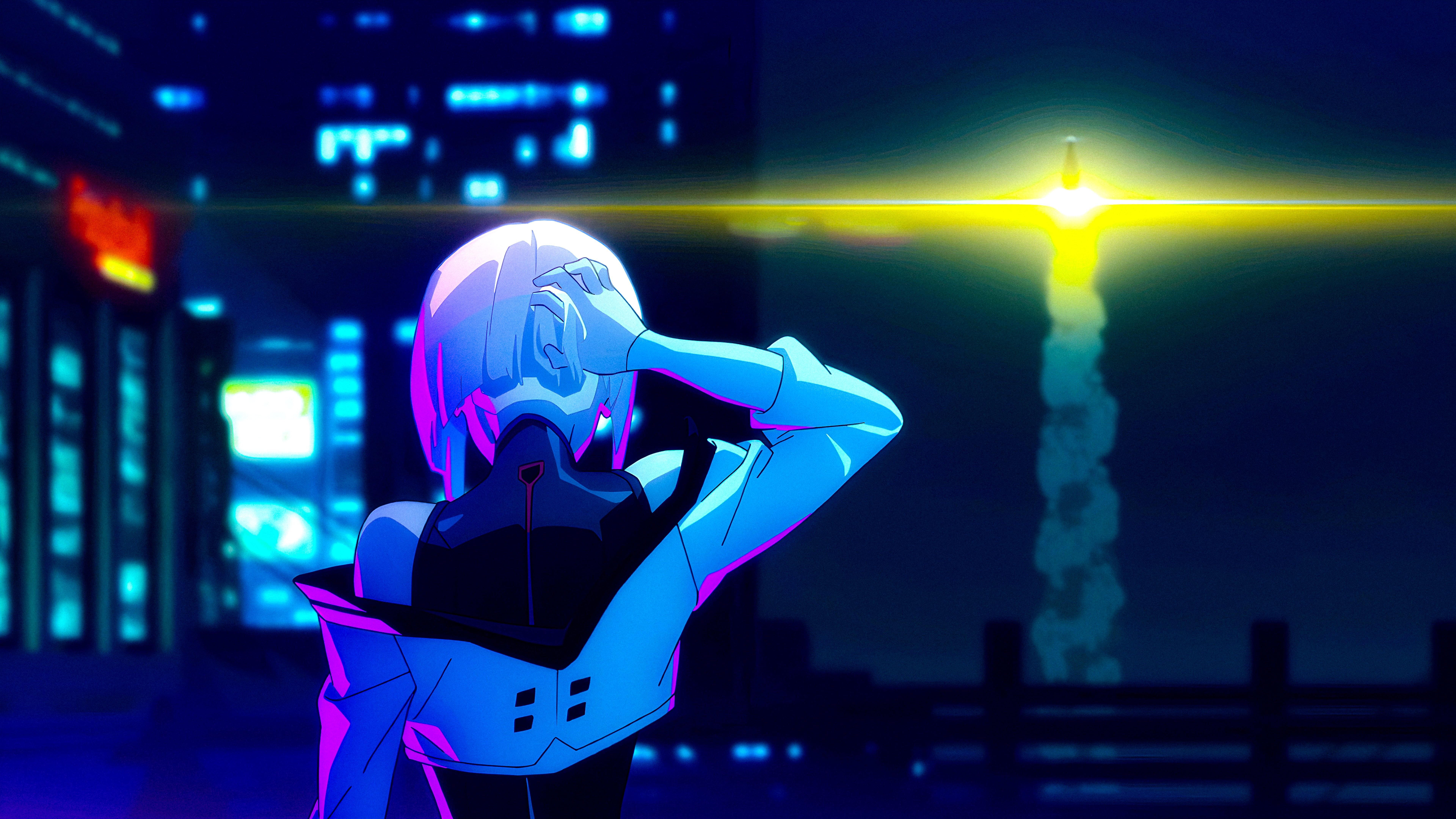 7680x4320 Cyberpunk Edgerunners Lucy Neon Night Wallpaper