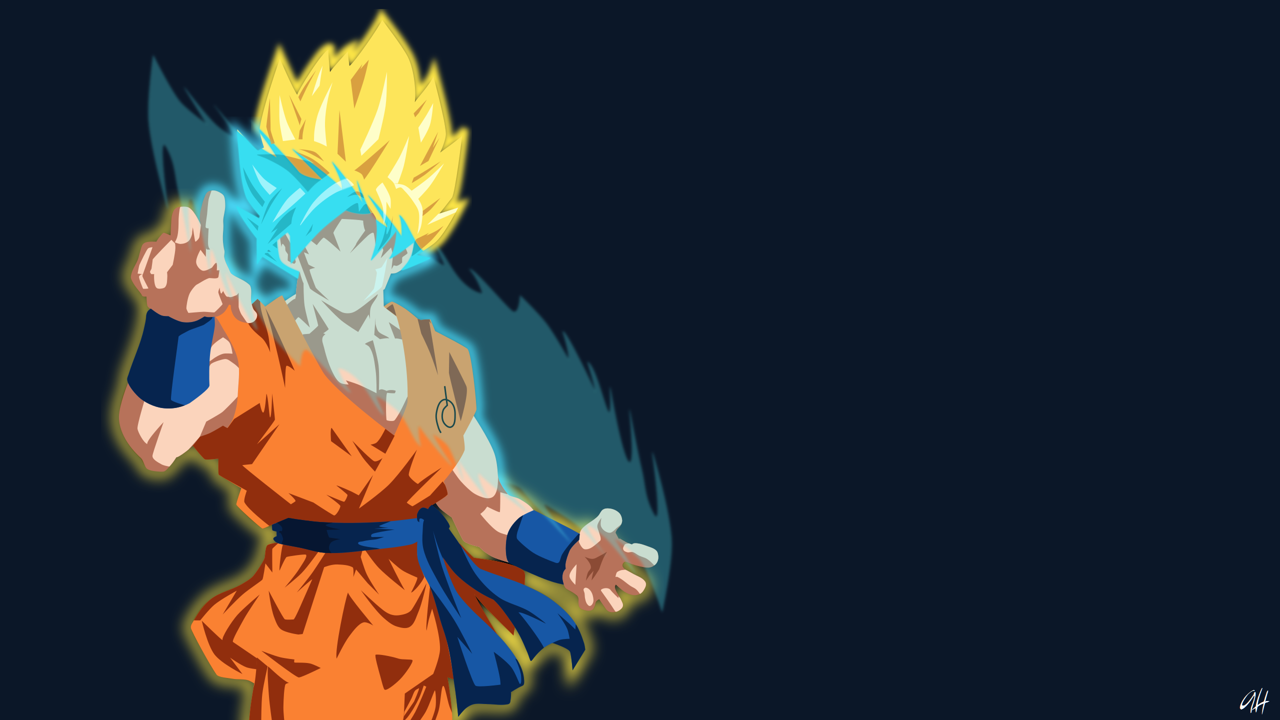 2560x1440 Goku, Minimalist, Super Saiyan, Super Saiyan Blue, HD Wallpaper