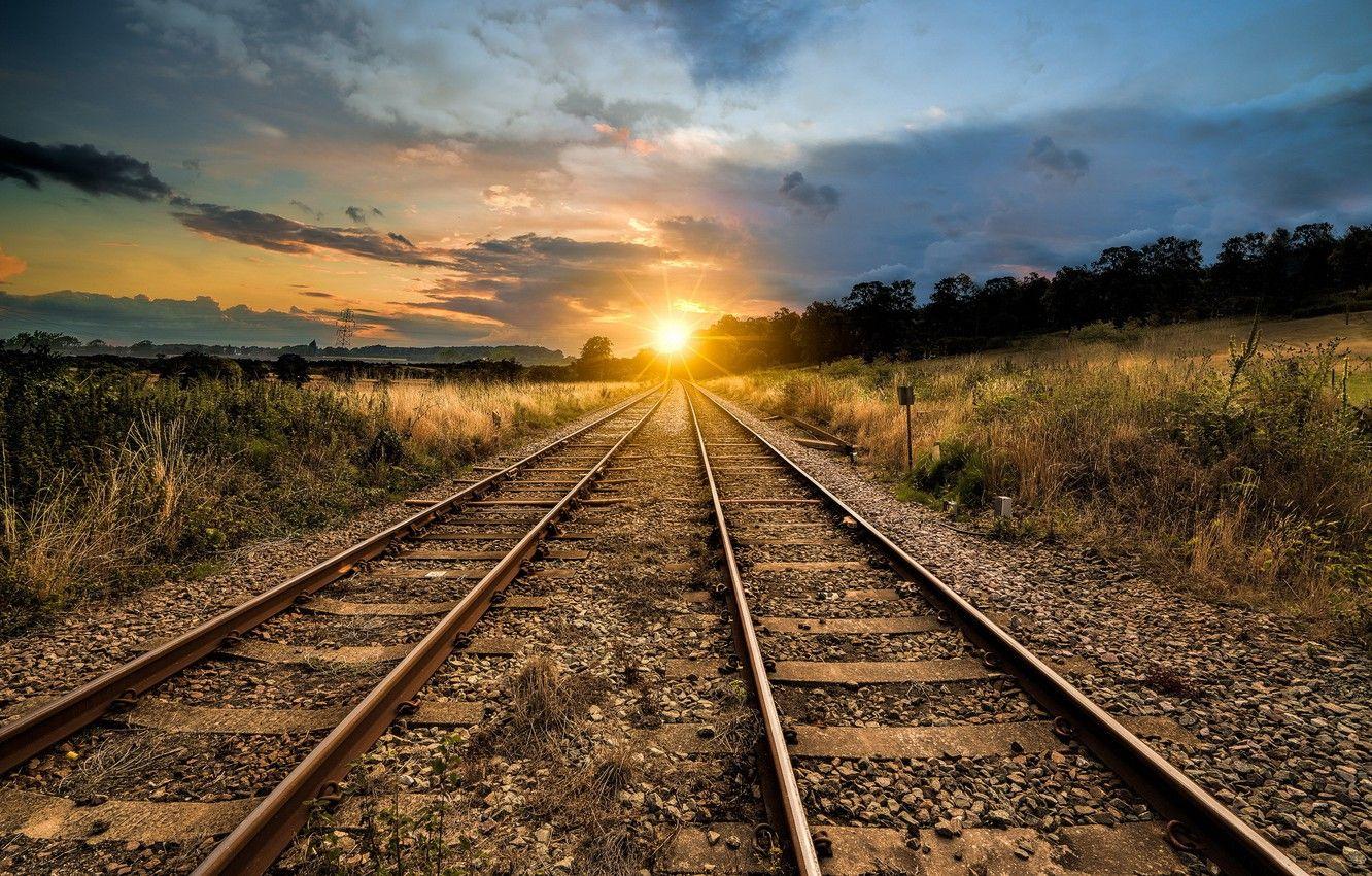 1332x850 Wallpaper landscape, perspective, railroad image for desktop