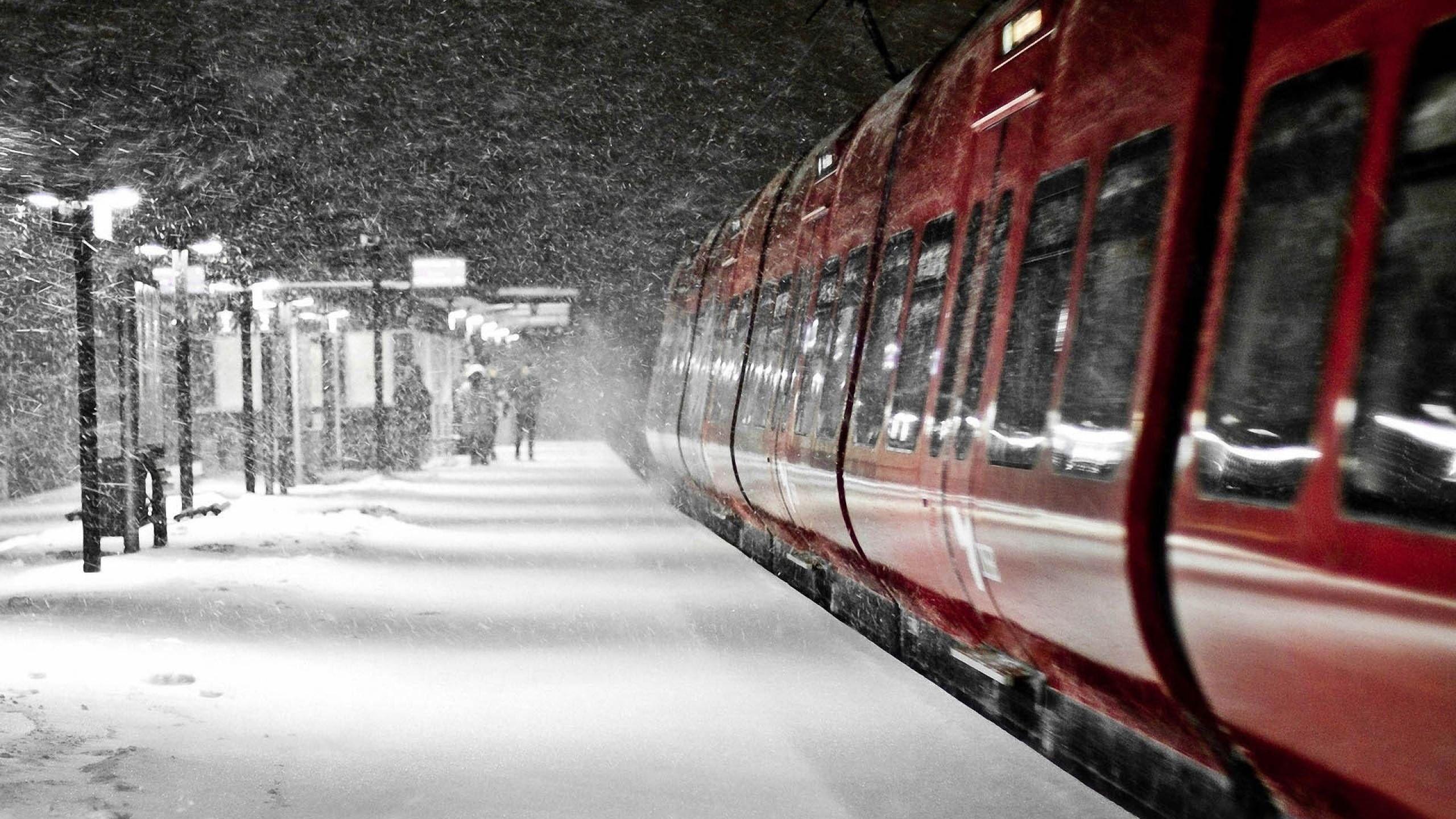 2560x1440 Train on Winter Seasons Photo