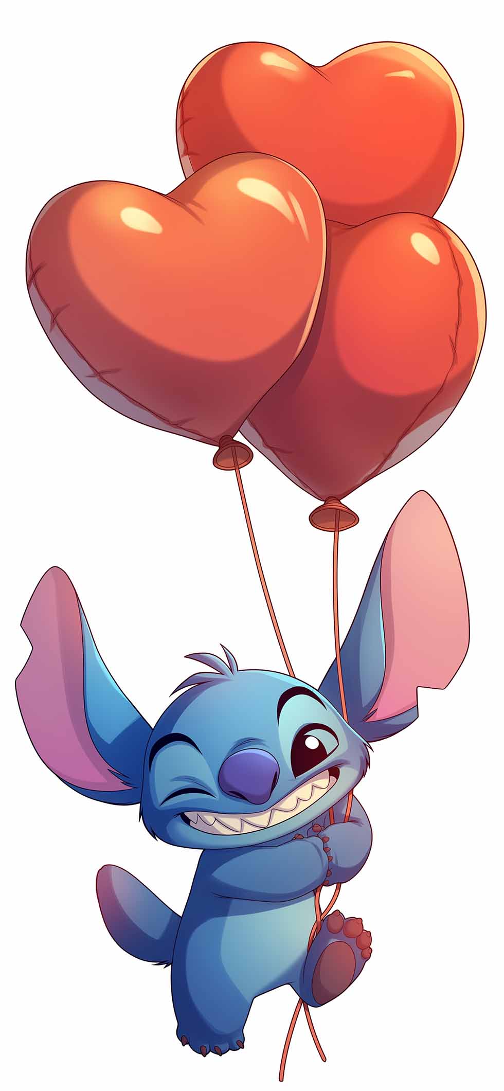 980x2121 Stitch Heart Balloons Cute Love Cartoon Wallpaper