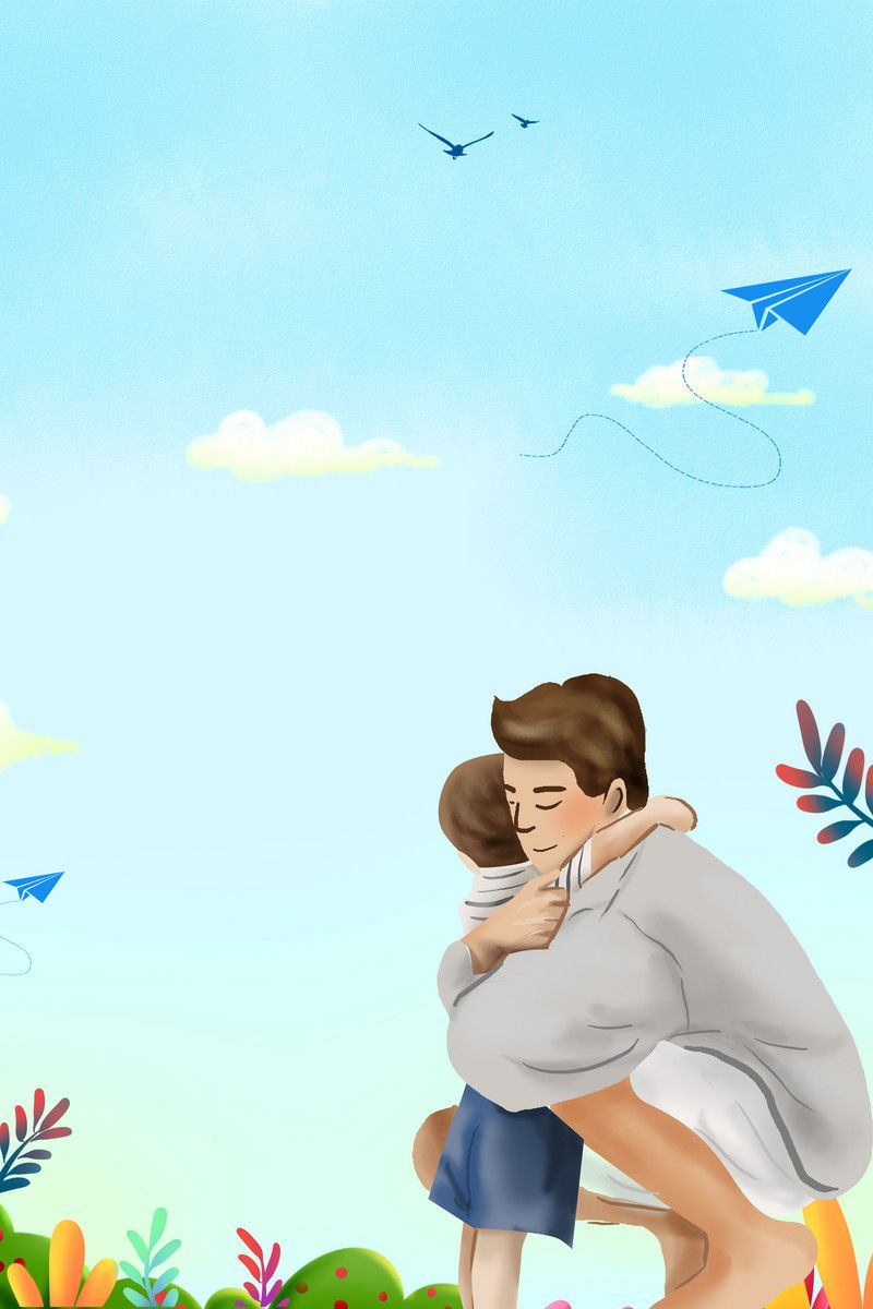 800x1200 Cartoon Fathers Day Father And Son Embracing Poster Background Background. PSD Free Download