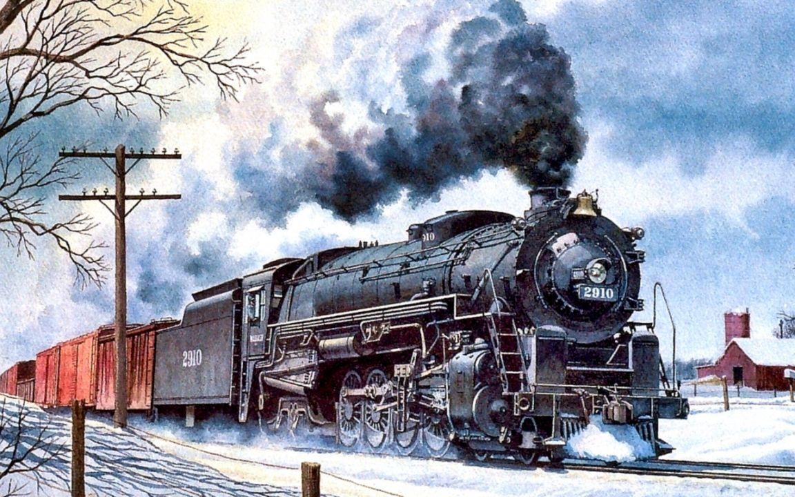 1152x720 Christmas Train Snow Wallpaper