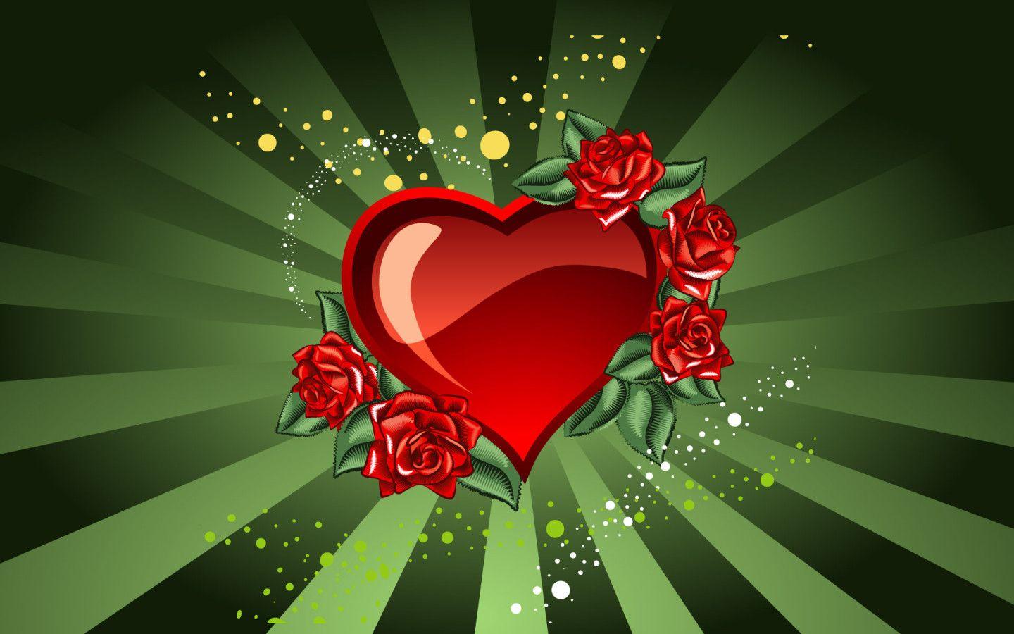 1440x900 The Cool Wallpaper: hearts and roses background