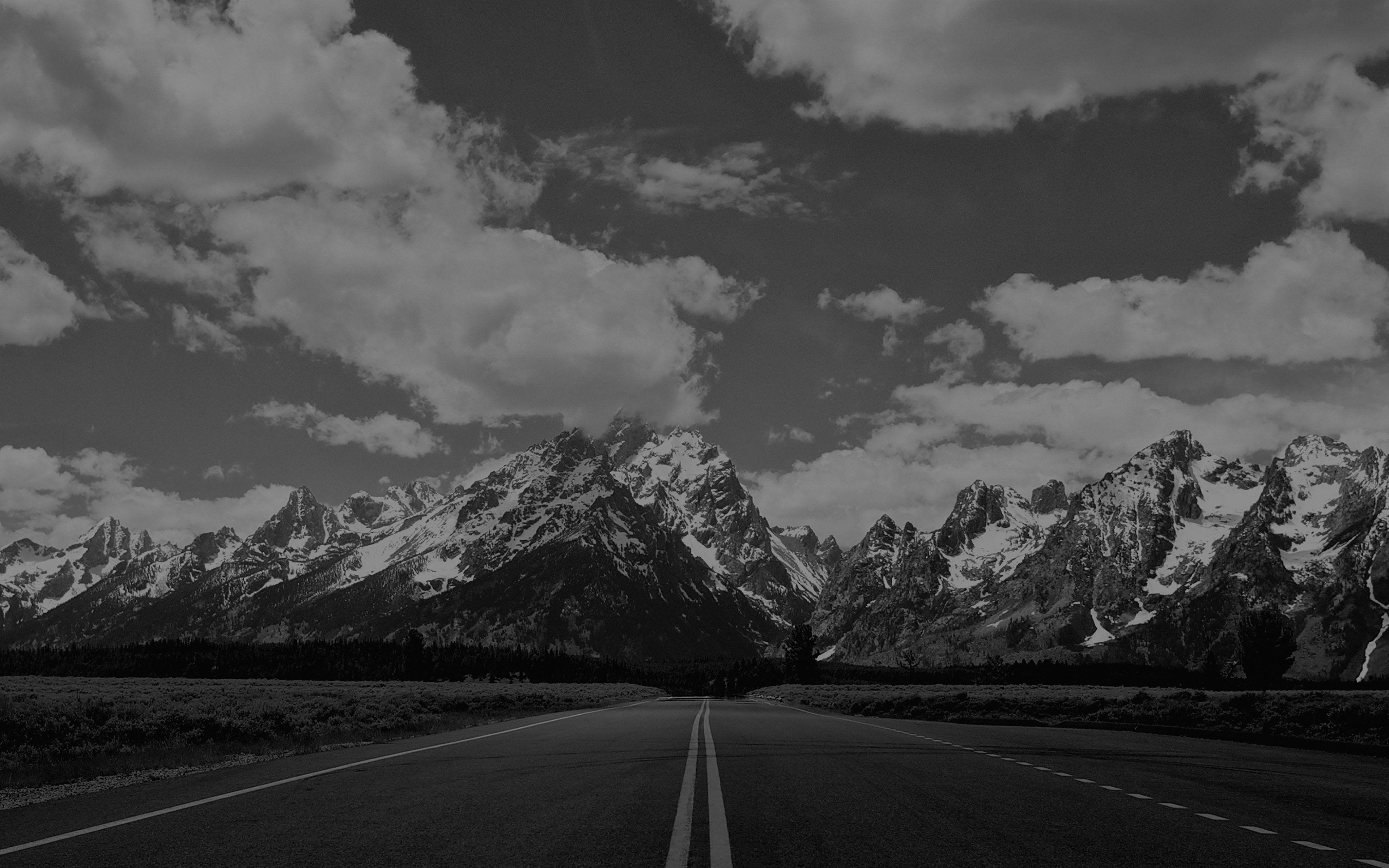 3840x2400 Road To Sky Mountain Hightway Bw Nature Wallpaper