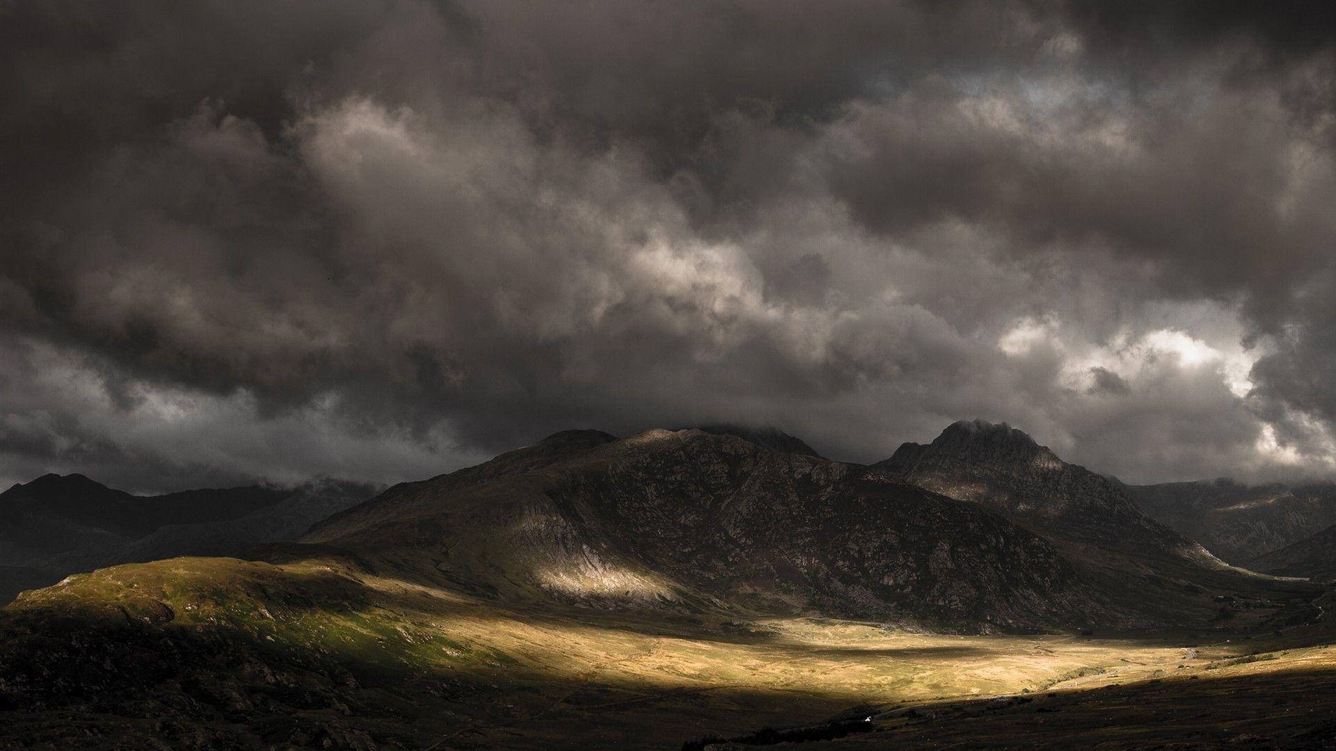 1920x1080 Free download Dark clouds over the mountains wallpaper and image