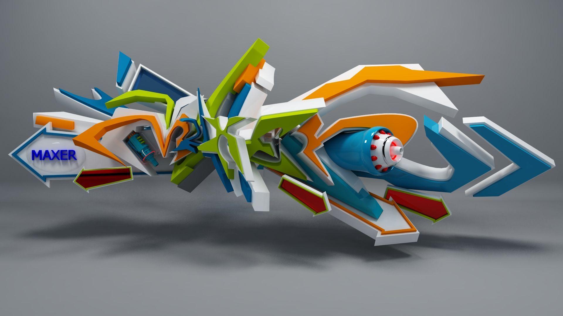 1920x1080 maxer 3D graffiti via