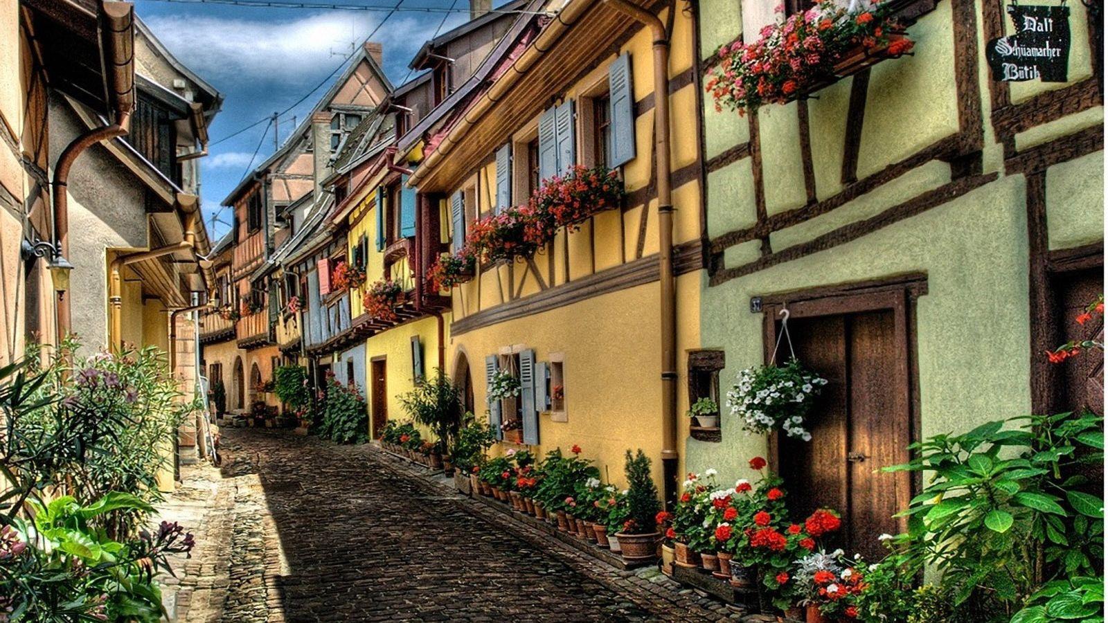 1600x900 Old houses in Alsace, France Desktop wallpaper 1600x900