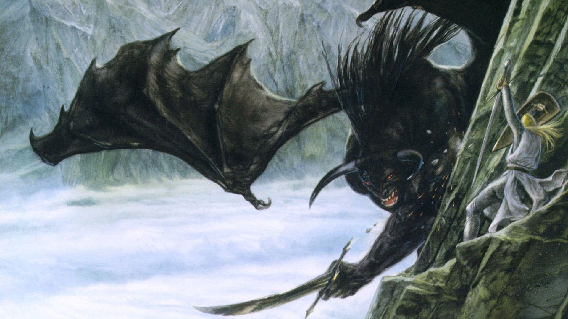 1920x1080 Black monster artwork, J. R. R. Tolkien, Balrog, The Silmarillion
