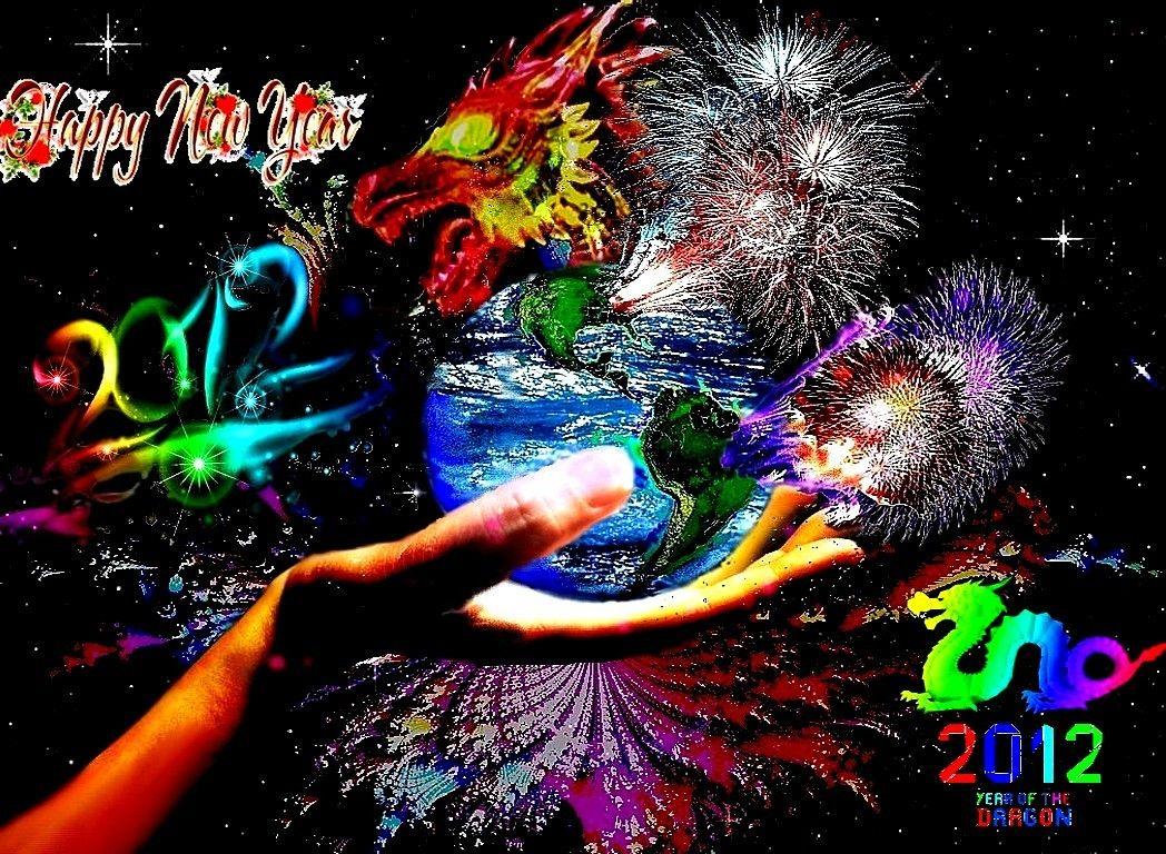 1048x768 Rainbow: HAPPY NEW YEAR Christmas Mas Merry Holidays Dragon Rainbow
