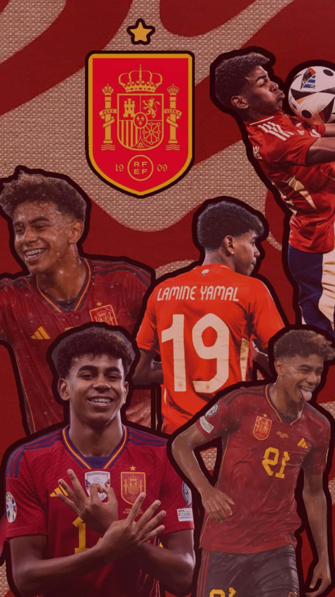 1080x1920 Download Lamine Yamal Spain Football Collage Wallpaper