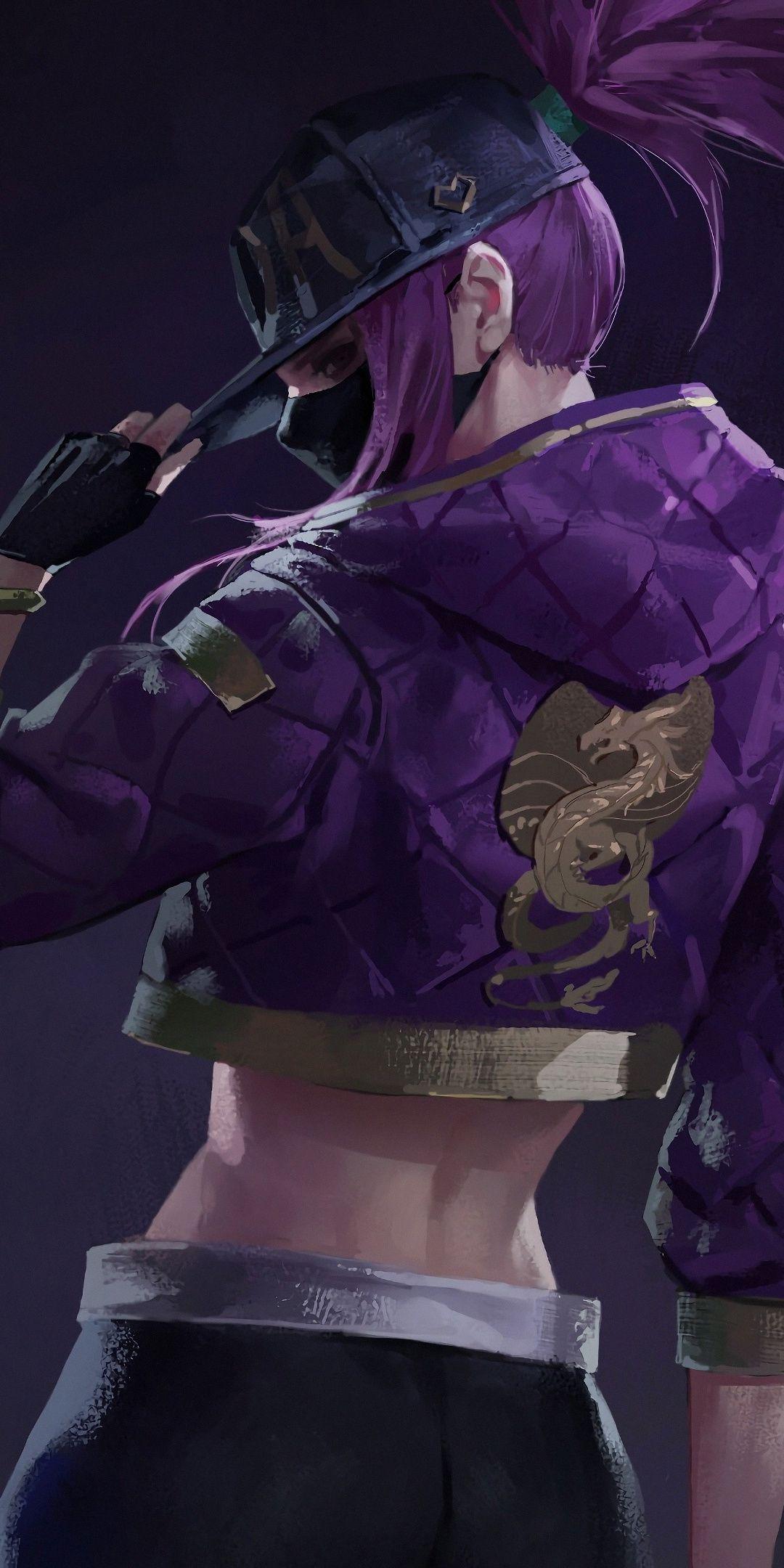 1080x2160 Akali, purple hair, League of Legends, artwork, 1080x2160