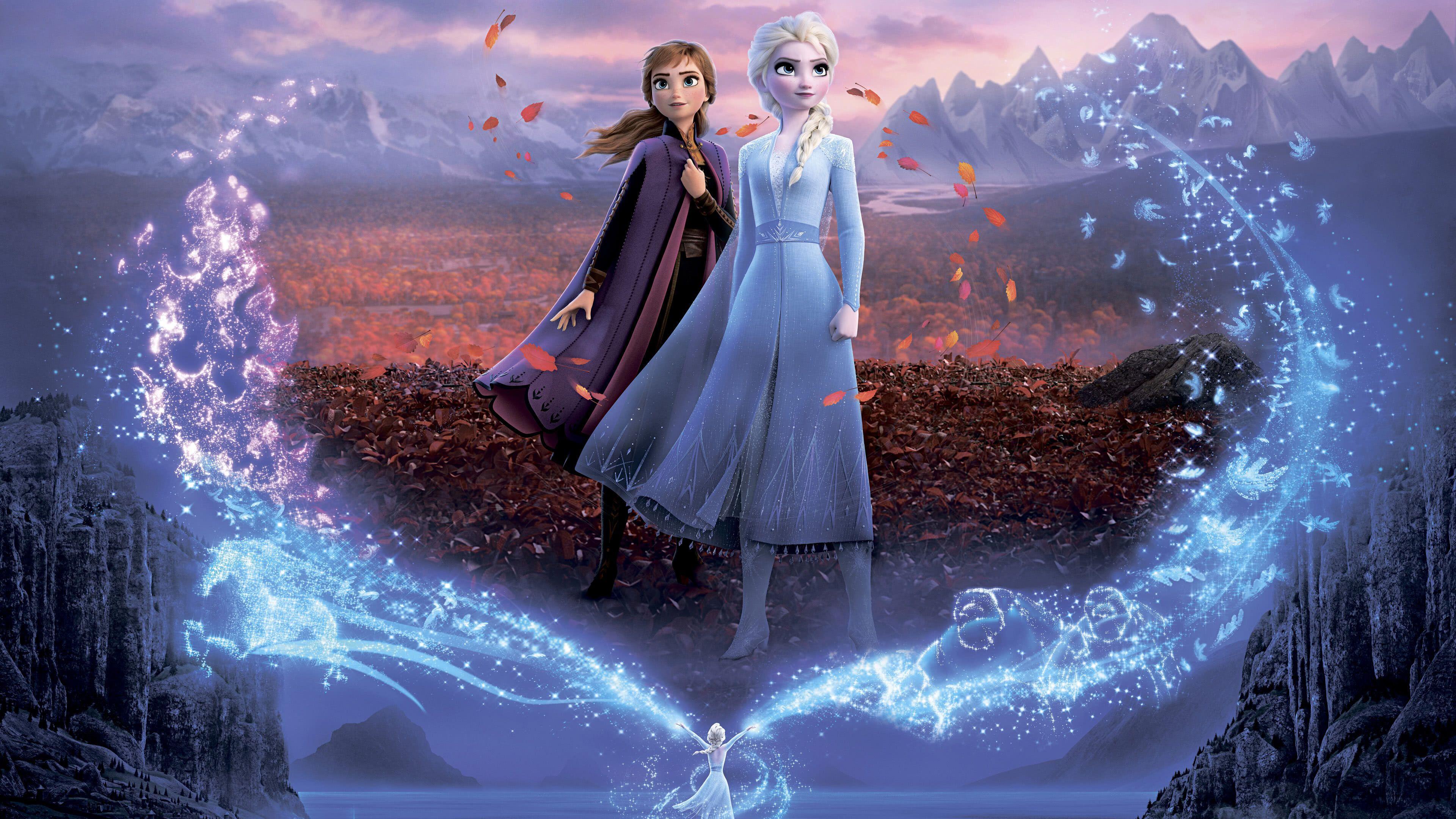 3840x2160 Frozen 2 Elsa And Anna Poster Hình nền UHD 4K