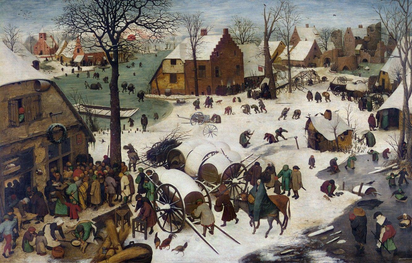 1332x850 Wallpaper Belgium, Pieter Bruegel The Elder, Dutch painter, Pieter Bruegel the Elder, Dutch painter and graphic artist, The Census at Bethlehem, The census at Bethlehem, Royal Museums of Fine Arts of