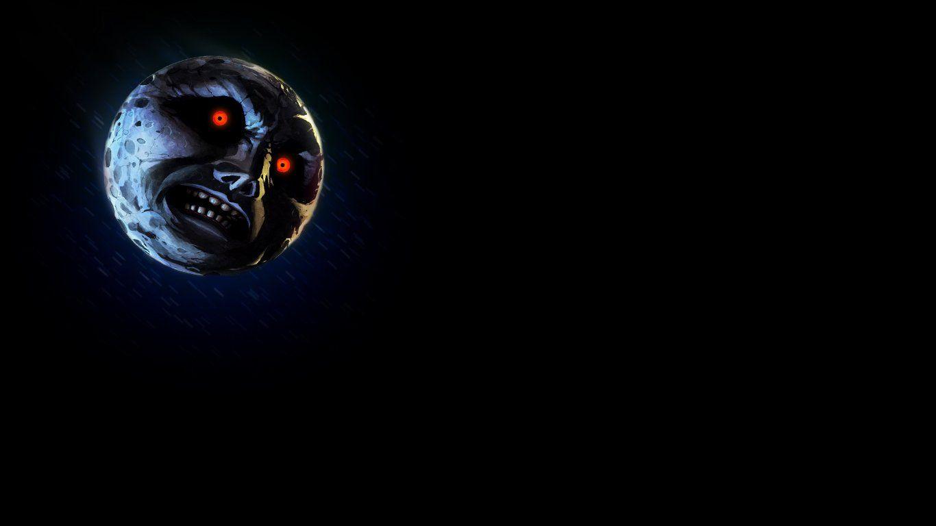 1366x768 Majora's Mask Scary Moon Wallpaper (Fades to Black) Original