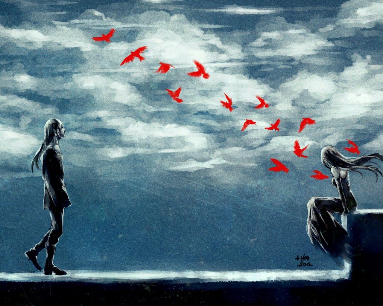 1280x1024 Clouds Anime Girl and Boy 1280x1024 Resolution HD 4k