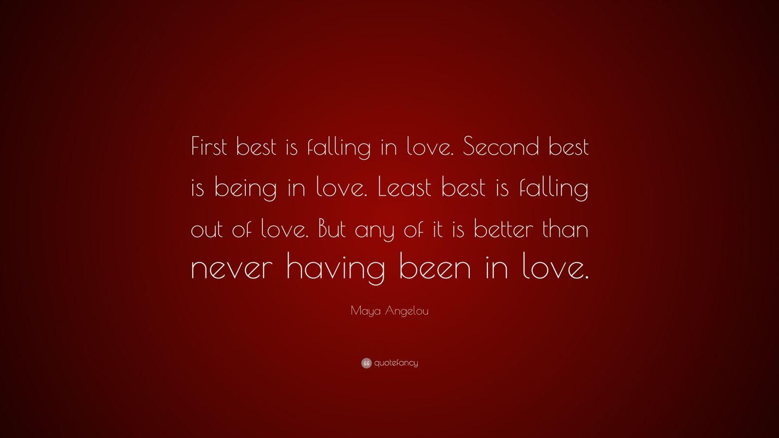 1600x900 Maya Angelou Quote: “First best is falling in love. Second best is