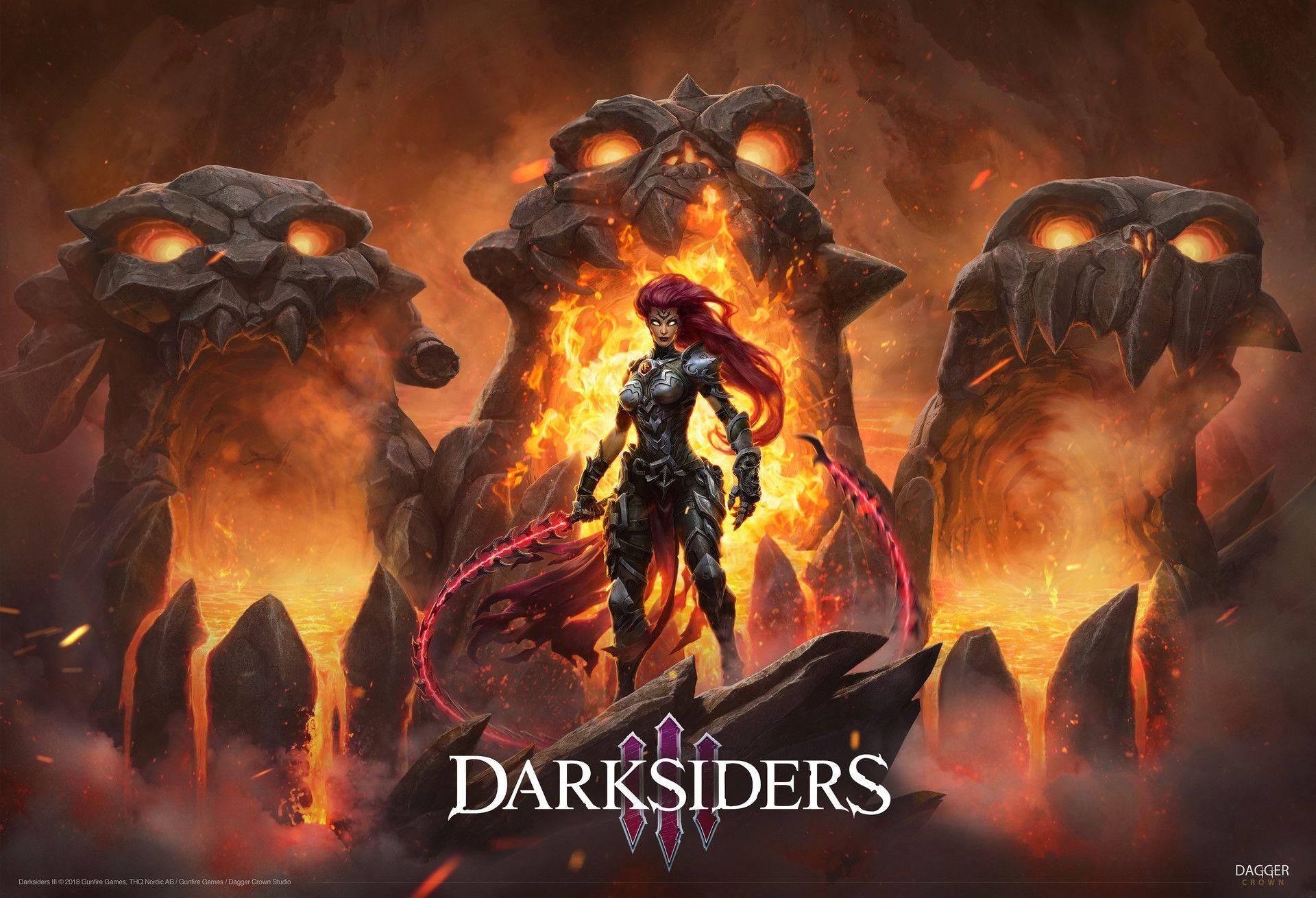 1920x1310 Darksiders 3. Fury with whip. Key Art, Eugene Je