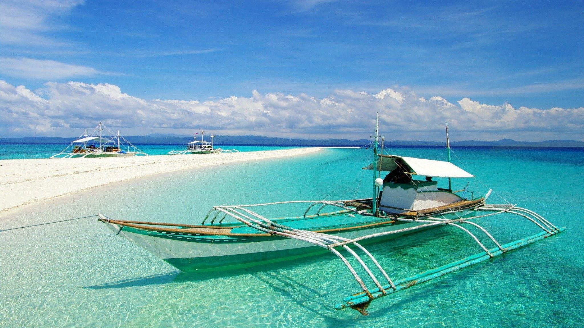 2048x1152 ocean tropical island boat Wallpaper 2048x1152. Free Photo