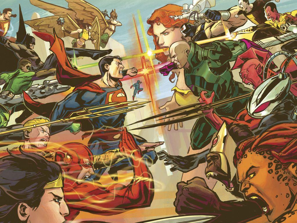 1024x768 Desktop wallpaper justice league, superheroes vs villains, comics