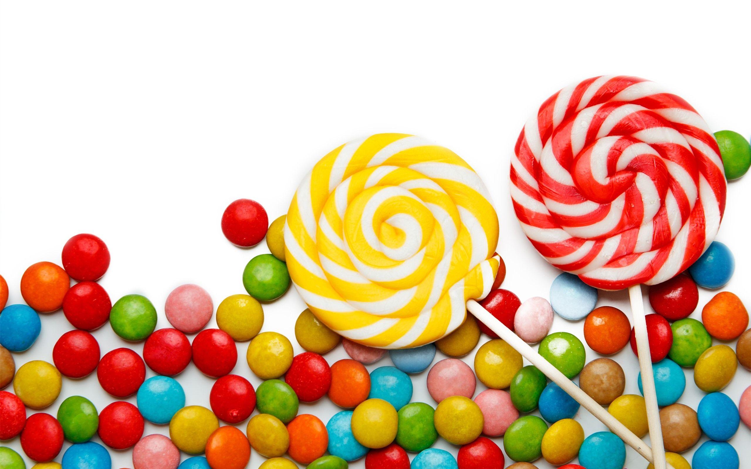 2560x1600 Wallpaper Colorful candy, lollipops, white background 2880x1800 HD