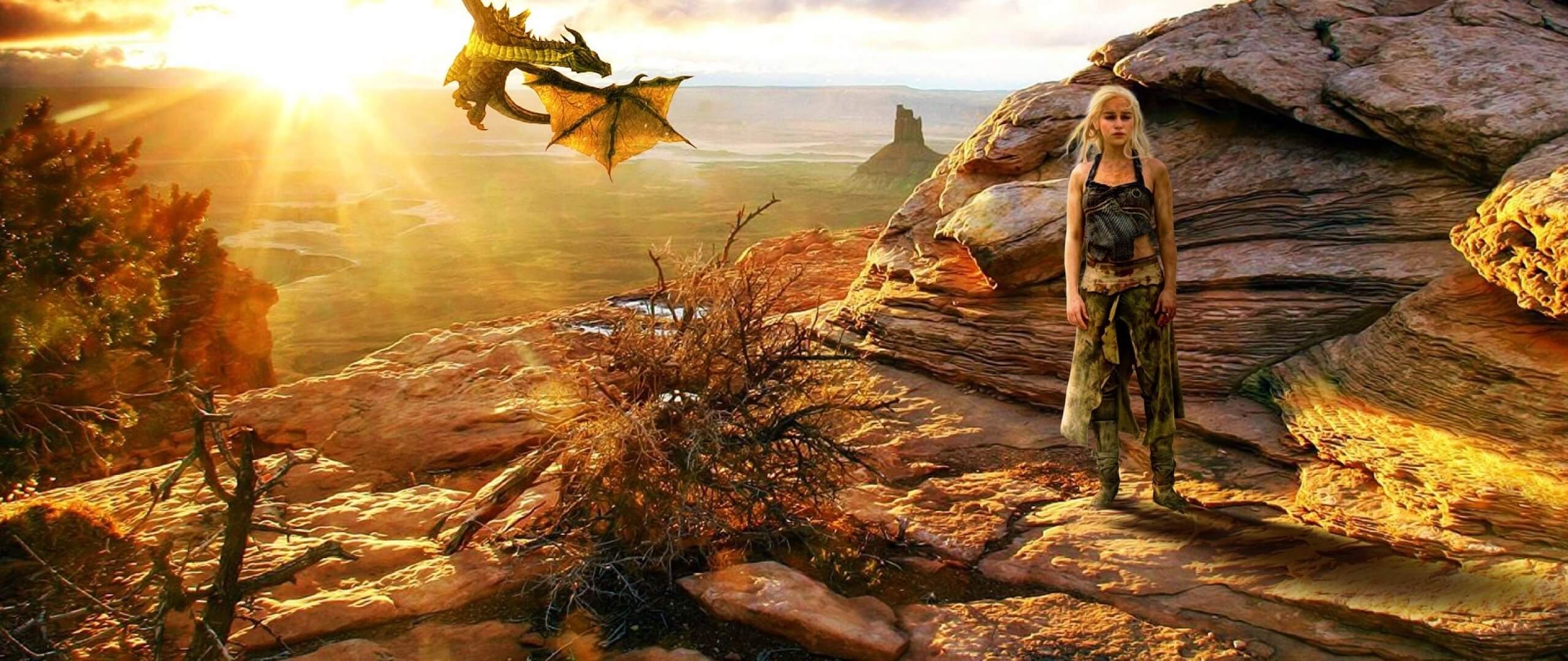 2560x1080 Khaleesi With Dragon Game Of Thrones Wallpaper Of Ice