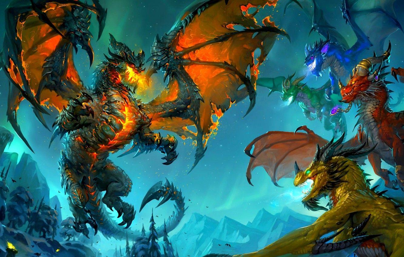 1332x850 Wallpaper dragons, wow, cataclysm, Deathwing, deathwing, the dragon aspects, world of wacraft image for desktop, section игры
