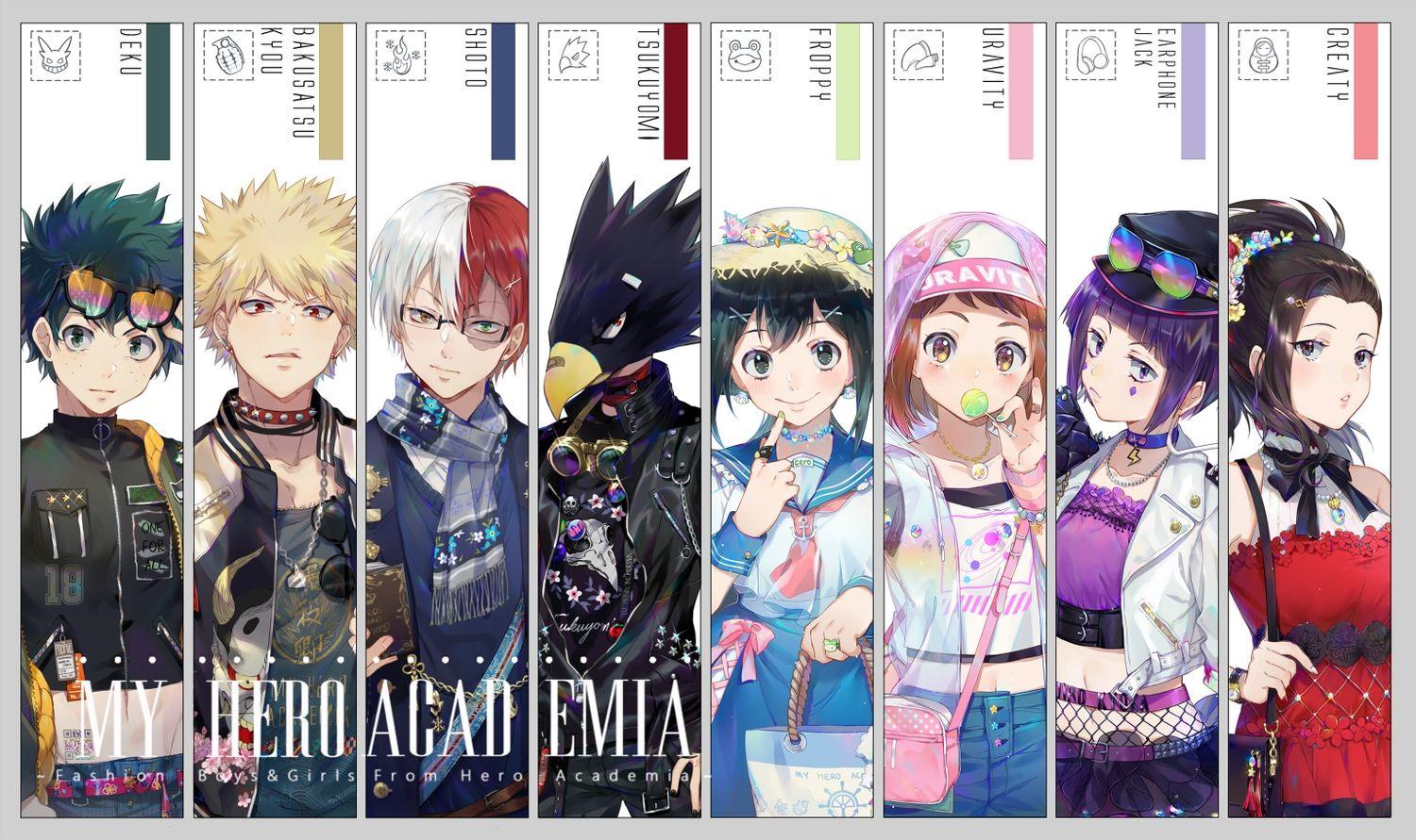 1500x891 asui tsuyu bakugou katsuki bicolored eyes black hair blonde hair