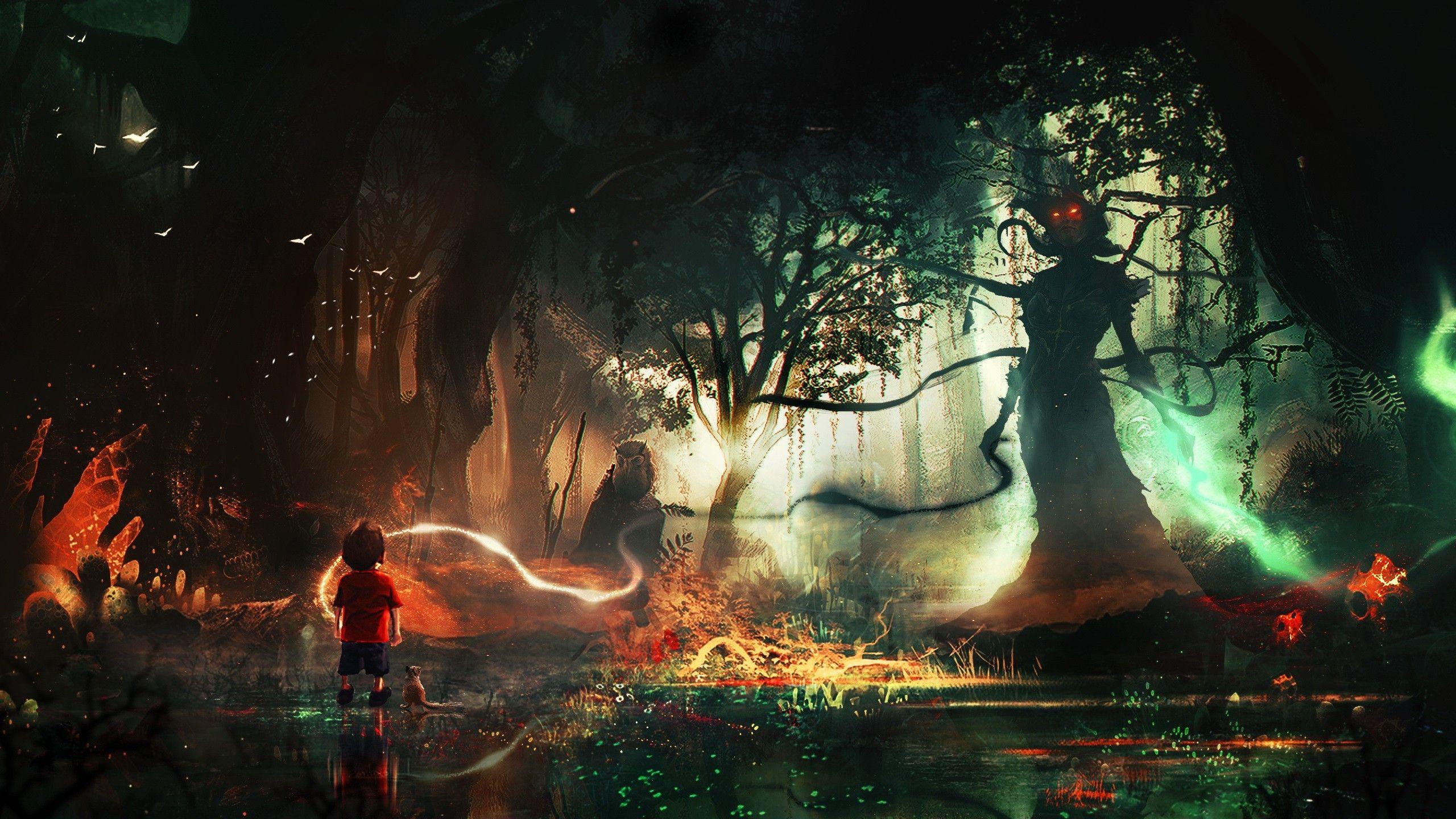 2560x1440 artwork, Fantasy Art, Digital Art, Magic, Forest, Vraska