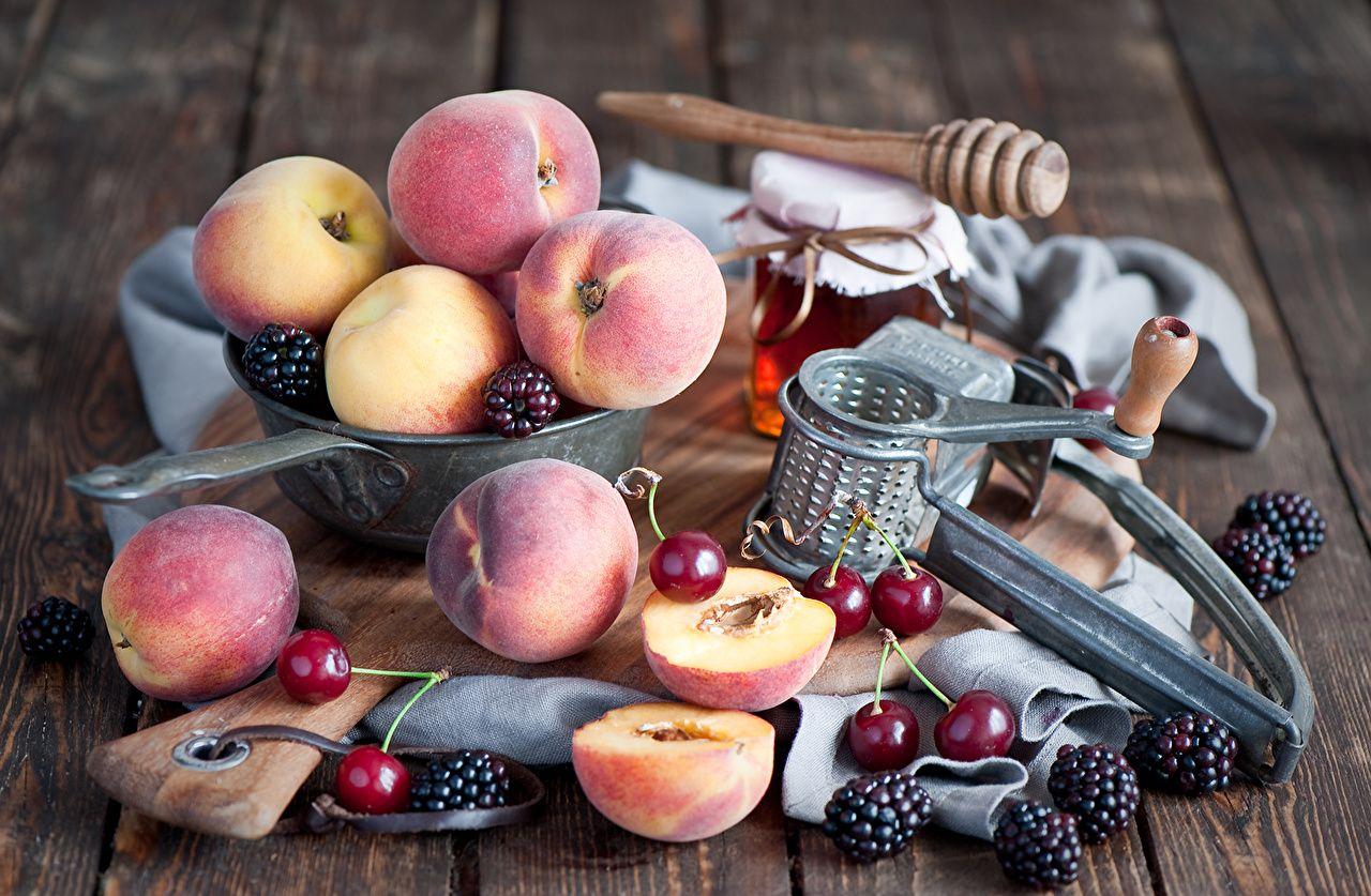 1280x837 Desktop Wallpaper Cherry Peaches Blackberry Food