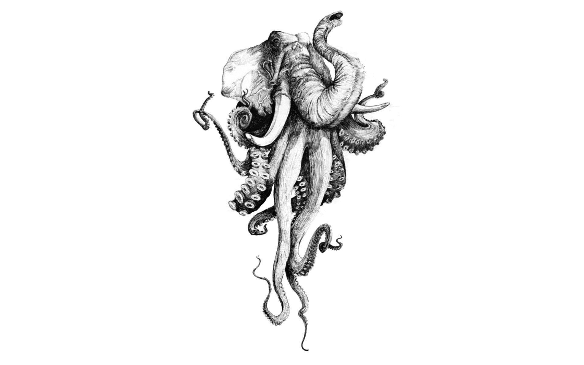 1920x1200 Octophant Octopus Hybrid Art HD Wallpaper