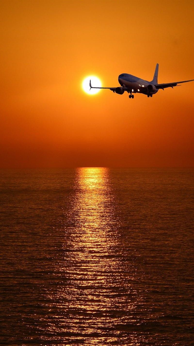 800x1423 HD sunset airplane air wallpaper