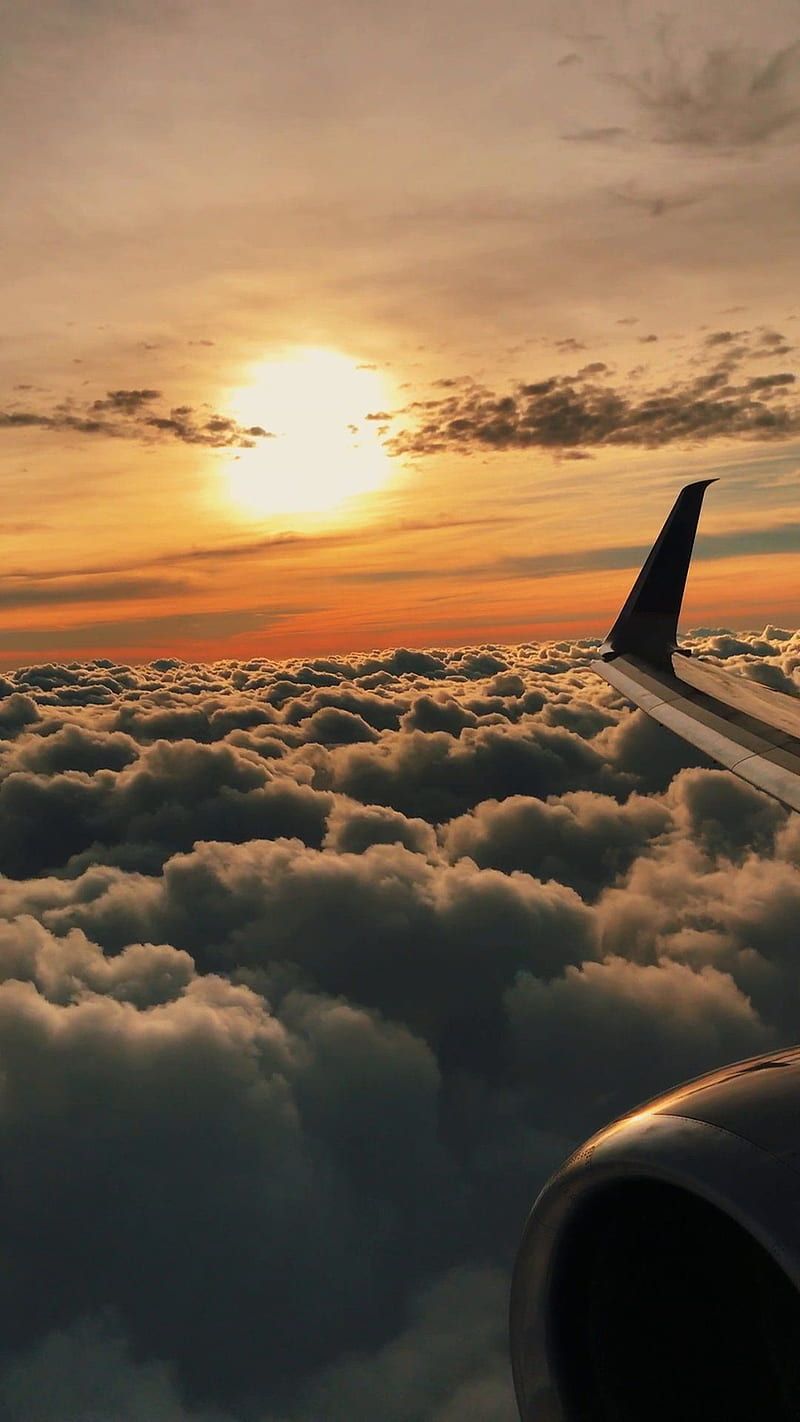 800x1422 Sunset, aeroplane, air, clouds, plane, HD phone wallpaper