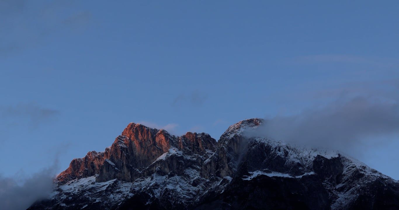 1366x720 Sunset, Mountains, Clouds
